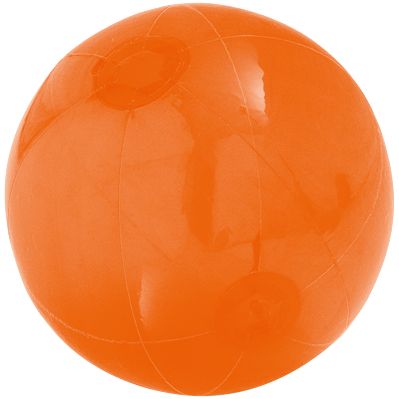 Надувной пляжный мяч Sun and Fun, полупрозрачный оранжевый купить с нанесением логотипа оптом на заказ в интернет-магазине Санкт-Петербург