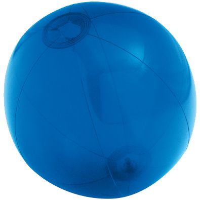 Надувной пляжный мяч Sun and Fun, полупрозрачный синий купить с нанесением логотипа оптом на заказ в интернет-магазине Санкт-Петербург