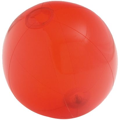 Надувной пляжный мяч Sun and Fun, полупрозрачный красный купить с нанесением логотипа оптом на заказ в интернет-магазине Санкт-Петербург