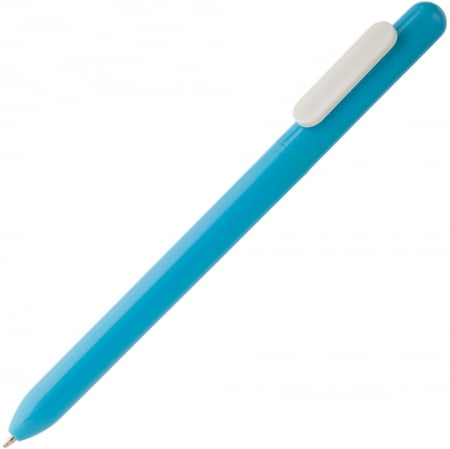 Ручка шариковая Slider, голубая с белым купить с нанесением логотипа оптом на заказ в интернет-магазине Санкт-Петербург