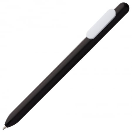 Ручка шариковая Slider, черная с белым купить с нанесением логотипа оптом на заказ в интернет-магазине Санкт-Петербург