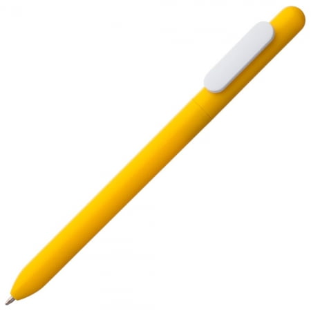 Ручка шариковая Slider, желтая с белым купить с нанесением логотипа оптом на заказ в интернет-магазине Санкт-Петербург