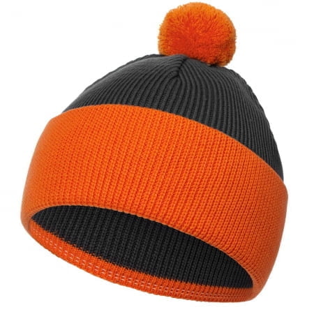 Шапка Snappy, темно-серая с оранжевым купить с нанесением логотипа оптом на заказ в интернет-магазине Санкт-Петербург