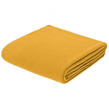 Флисовый плед Warm&Peace, желтый купить с нанесением логотипа оптом на заказ в интернет-магазине Санкт-Петербург