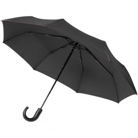 Зонт складной Lui, черный с красным купить с нанесением логотипа оптом на заказ в интернет-магазине Санкт-Петербург
