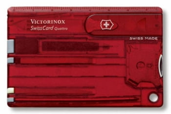 Набор инструментов SwissCard Quattro, красный купить с нанесением логотипа оптом на заказ в интернет-магазине Санкт-Петербург