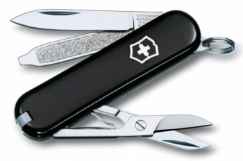 Нож-брелок Classic 58 с отверткой, черный купить с нанесением логотипа оптом на заказ в интернет-магазине Санкт-Петербург