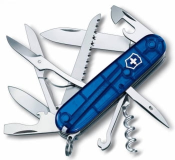 Офицерский нож Huntsman 91, прозрачный синий купить с нанесением логотипа оптом на заказ в интернет-магазине Санкт-Петербург