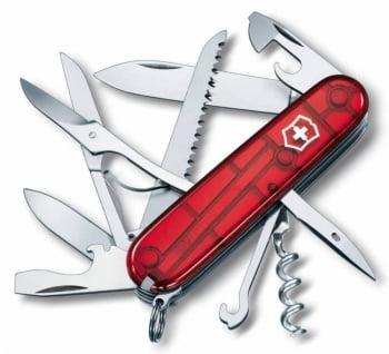 Офицерский нож Huntsman 91, прозрачный красный купить с нанесением логотипа оптом на заказ в интернет-магазине Санкт-Петербург