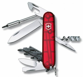Офицерский нож CyberTool S, прозрачный красный купить с нанесением логотипа оптом на заказ в интернет-магазине Санкт-Петербург