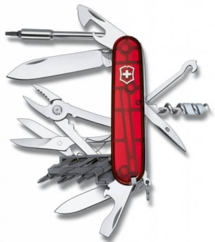 Офицерский нож CyberTool L, прозрачный красный купить с нанесением логотипа оптом на заказ в интернет-магазине Санкт-Петербург