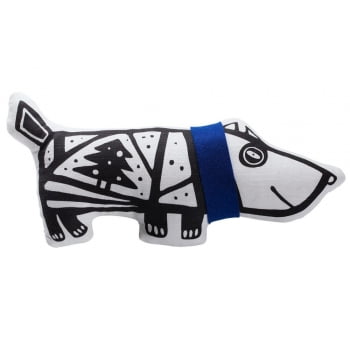 Игрушка« Собака в шарфе», большая, белая с синим купить с нанесением логотипа оптом на заказ в интернет-магазине Санкт-Петербург