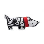 Игрушка« Собака в шарфе», малая, белая с красным