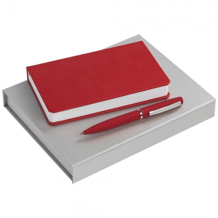 Набор Basis: ежедневник 10х16 см и ручка, красный купить с нанесением логотипа оптом на заказ в интернет-магазине Санкт-Петербург