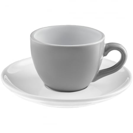 Чайная пара Cozy Morning, серая с белым купить с нанесением логотипа оптом на заказ в интернет-магазине Санкт-Петербург