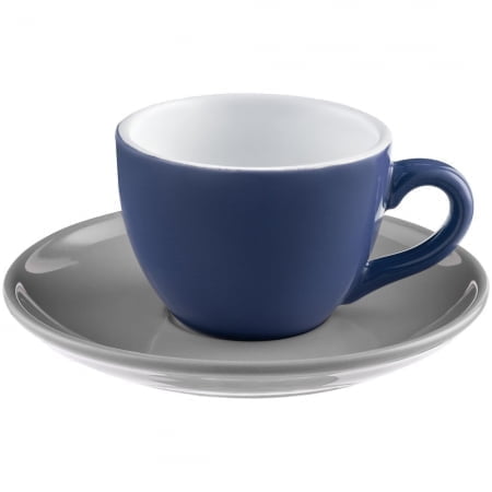 Чайная пара Cozy Morning, синяя с серым купить с нанесением логотипа оптом на заказ в интернет-магазине Санкт-Петербург