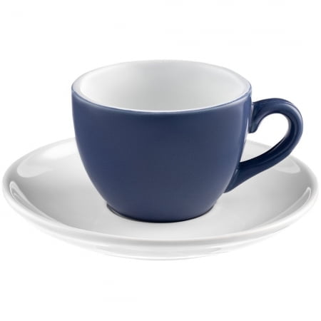 Чайная пара Cozy Morning, синяя с белым купить с нанесением логотипа оптом на заказ в интернет-магазине Санкт-Петербург