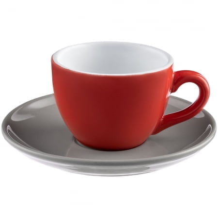 Чайная пара Cozy Morning, красная с серым купить с нанесением логотипа оптом на заказ в интернет-магазине Санкт-Петербург