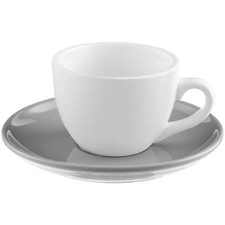Чайная пара Cozy Morning, белая с серым купить с нанесением логотипа оптом на заказ в интернет-магазине Санкт-Петербург