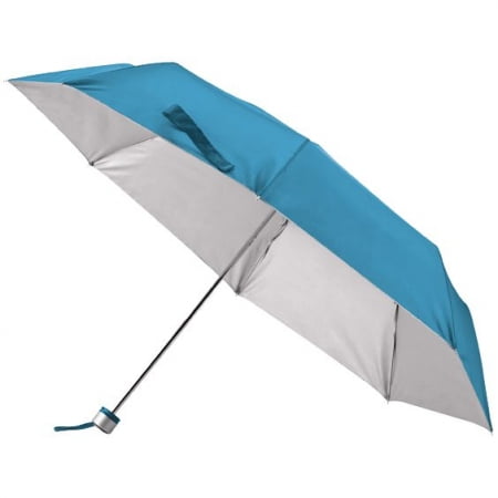 Зонт складной Silverlake, голубой с серебристым купить с нанесением логотипа оптом на заказ в интернет-магазине Санкт-Петербург