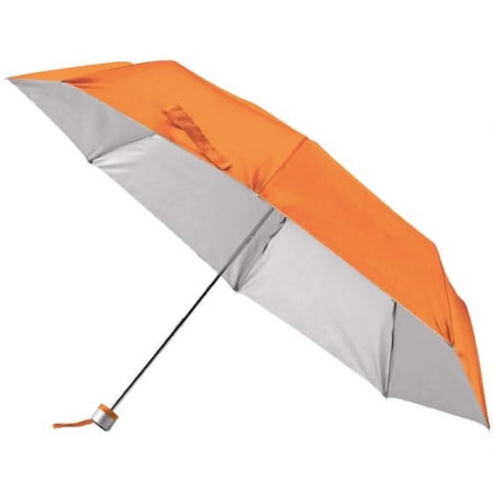 Зонт складной Silverlake, оранжевый с серебристым купить с нанесением логотипа оптом на заказ в интернет-магазине Санкт-Петербург