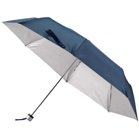 Зонт складной Silverlake, синий с серебристым купить с нанесением логотипа оптом на заказ в интернет-магазине Санкт-Петербург