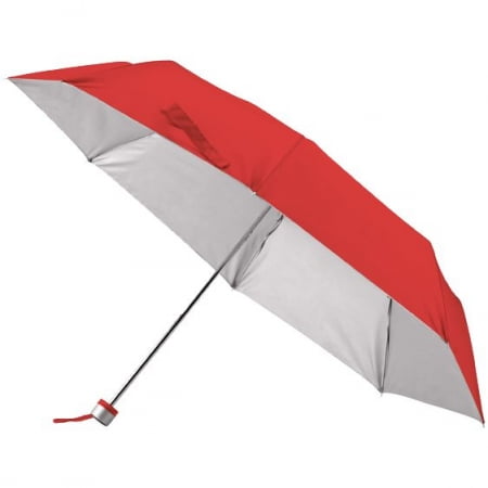Зонт складной Silverlake, красный с серебристым купить с нанесением логотипа оптом на заказ в интернет-магазине Санкт-Петербург