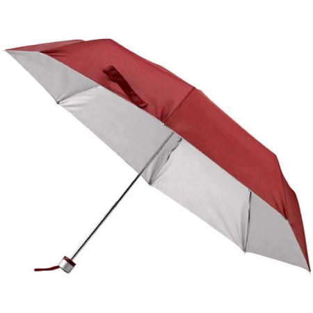 Зонт складной Silverlake, бордовый с серебристым купить с нанесением логотипа оптом на заказ в интернет-магазине Санкт-Петербург