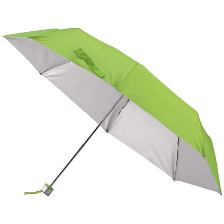 Зонт складной Silverlake, зеленое яблоко с серебристым купить с нанесением логотипа оптом на заказ в интернет-магазине Санкт-Петербург