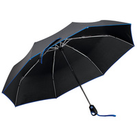 Складной зонт Drizzle, черный с синим купить с нанесением логотипа оптом на заказ в интернет-магазине Санкт-Петербург