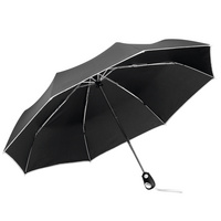 Складной зонт Drizzle, черный с белым купить с нанесением логотипа оптом на заказ в интернет-магазине Санкт-Петербург