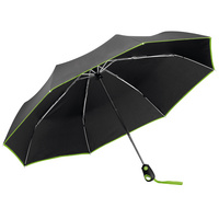 Складной зонт Drizzle, черным с зеленым купить с нанесением логотипа оптом на заказ в интернет-магазине Санкт-Петербург