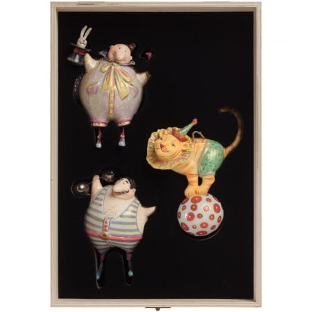 Набор из 3 авторских елочных игрушек Circus Collection: фокусник, силач и лев купить с нанесением логотипа оптом на заказ в интернет-магазине Санкт-Петербург