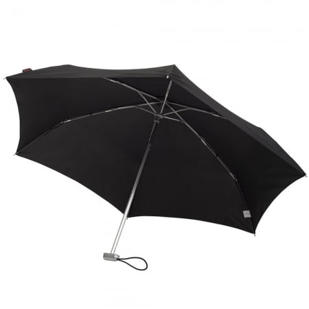 Складной зонт Alu Drop S, 3 сложения, механический, черный купить с нанесением логотипа оптом на заказ в интернет-магазине Санкт-Петербург