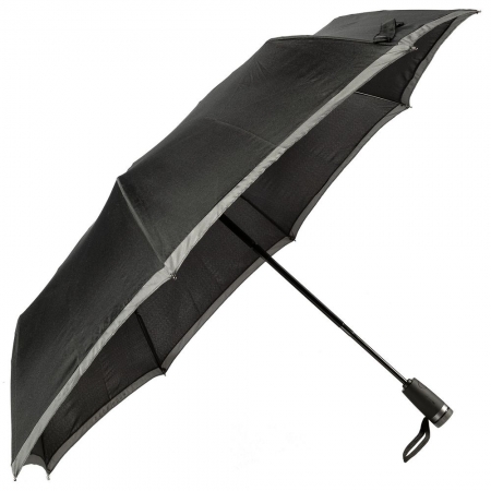 Зонт складной Gear, черный с темно-серым купить с нанесением логотипа оптом на заказ в интернет-магазине Санкт-Петербург