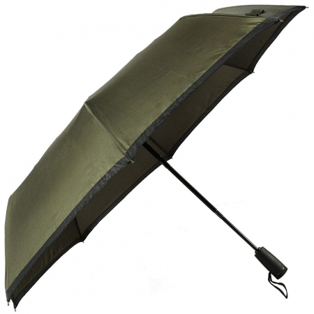 Зонт складной Gear, темно-зеленый (хаки) с черным купить с нанесением логотипа оптом на заказ в интернет-магазине Санкт-Петербург