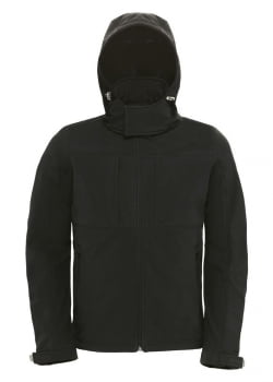 Куртка мужская Hooded Softshell черная купить с нанесением логотипа оптом на заказ в интернет-магазине Санкт-Петербург