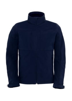 Куртка мужская Hooded Softshell темно-синяя купить с нанесением логотипа оптом на заказ в интернет-магазине Санкт-Петербург