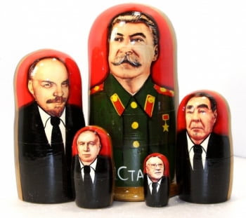 Матрешка Сталин, 5 мест 17см (политики) купить оптом в Санкт-Петербурге