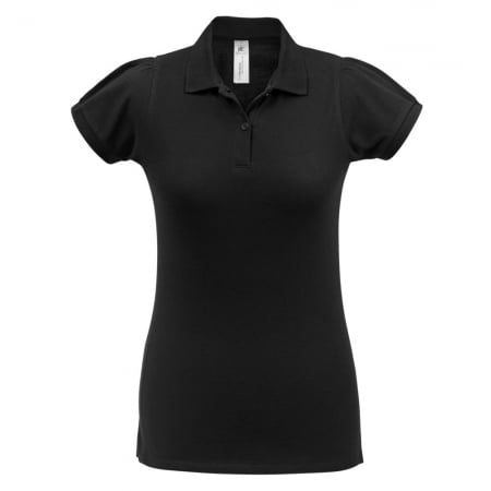 Рубашка поло женская Heavymill черная купить с нанесением логотипа оптом на заказ в интернет-магазине Санкт-Петербург