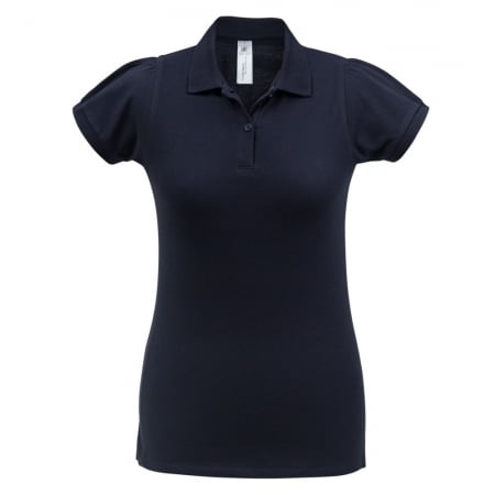 Рубашка поло женская Heavymill темно-синяя купить с нанесением логотипа оптом на заказ в интернет-магазине Санкт-Петербург