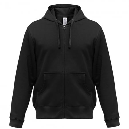 Толстовка мужская Hooded Full Zip черная купить с нанесением логотипа оптом на заказ в интернет-магазине Санкт-Петербург